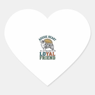 Aussie Dog Lover Vintage Engraved Shepherd Art_1 Heart Sticker