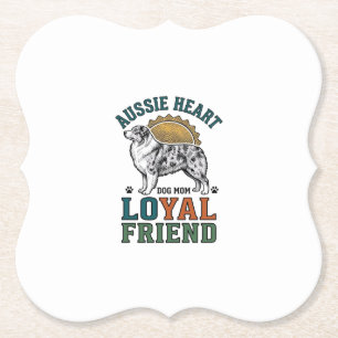 Aussie Dog Lover Vintage Engraved Shepherd Art_1 Paper Coaster