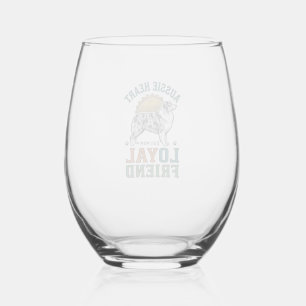 Aussie Dog Lover Vintage Engraved Shepherd Art_1 Stemless Wine Glass