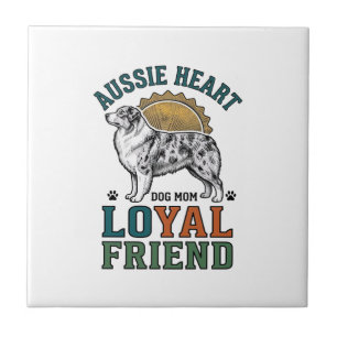 Aussie Dog Lover Vintage Engraved Shepherd Art_1 Tile
