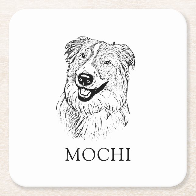 Aussie Dog Personalised Square Paper Coaster (Front)