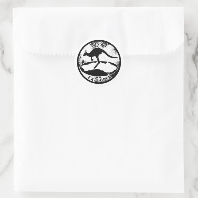 Aussie Explorer in grunge  Classic Round Sticker (Bag)