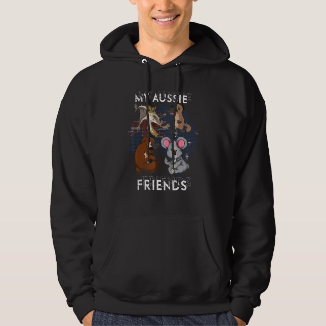 Aussie Friends Platypus Sugar Glider Koala Animal  Hoodie (Front)