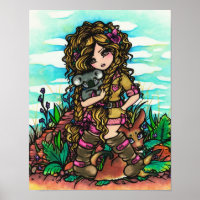 Aussie Girl Koala Kangaroo Art Australia Outback