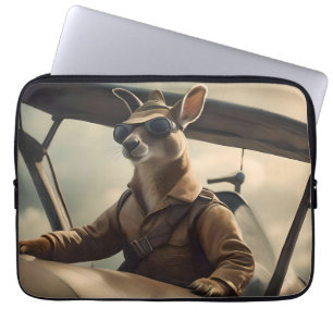 Aussie Kangaroo Aeroplane Pilot, Laptop Sleeve