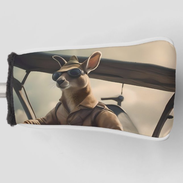 Aussie Kangaroo Airplane Pilot, Golf Head Cover (Front)