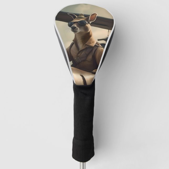 Aussie Kangaroo Airplane Pilot, Golf Head Cover (Front)