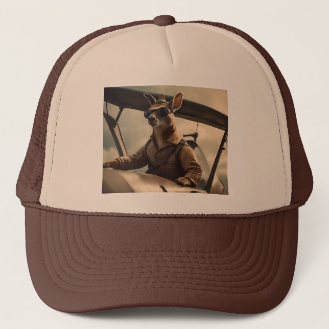 Aussie Kangaroo Pilot, Trucker Hat (Front)