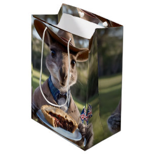 Aussie Kangaroos Love Australian Made Meat Pies, Medium Gift Bag