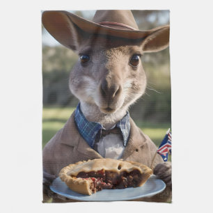 Aussie Kangaroos Love Australian Made Meat Pies, Tea Towel