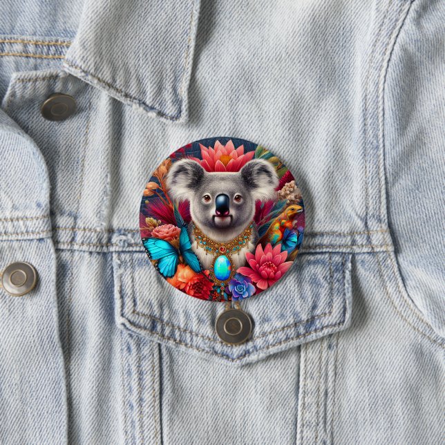 Aussie Koala Bear Fashion Button Pin Brooch (In Situ)