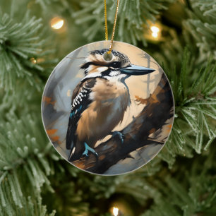 Aussie Kookaburra Oil Paint,  Ceramic Tree Decoration