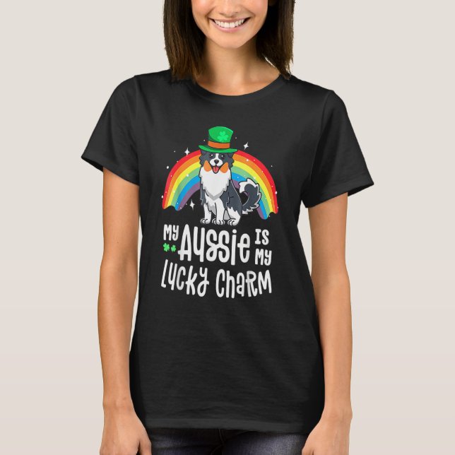 Aussie Lucky Charm St Patricks Day Dog Australian  T-Shirt (Front)
