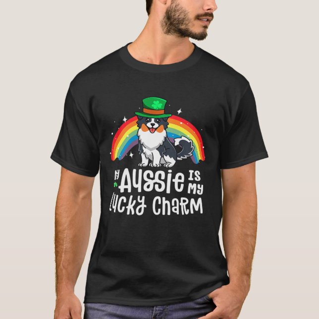 Aussie Lucky Charm St Patricks Day dog T-Shirt (Front)