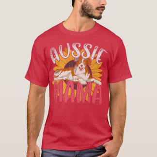 Aussie Mama Dog Sunflower Mothers Day Australian S T-Shirt