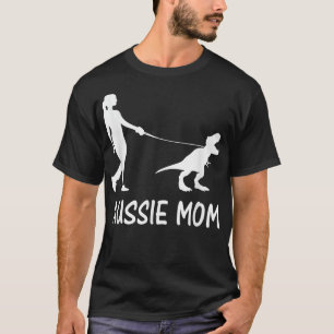 Aussie Mom Australian Shepherd Dog Dinosaur Women  T-Shirt