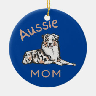 Aussie Mum Australian Shepherd Aussie Dog Ceramic Tree Decoration
