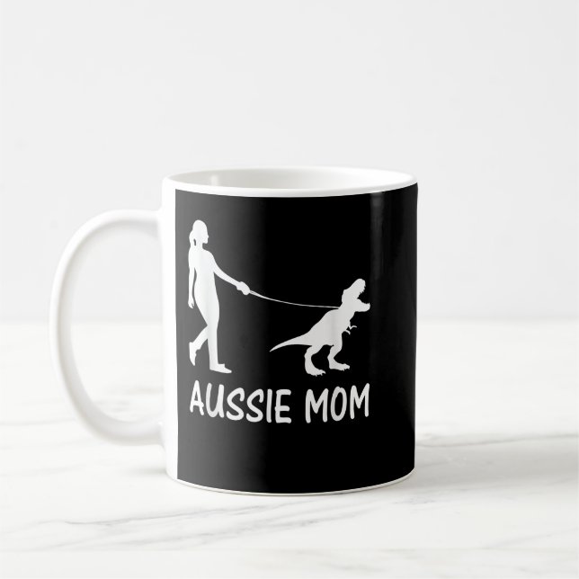 Aussie Mum Australian Shepherd Dog Dinosaur Women  Coffee Mug (Left)