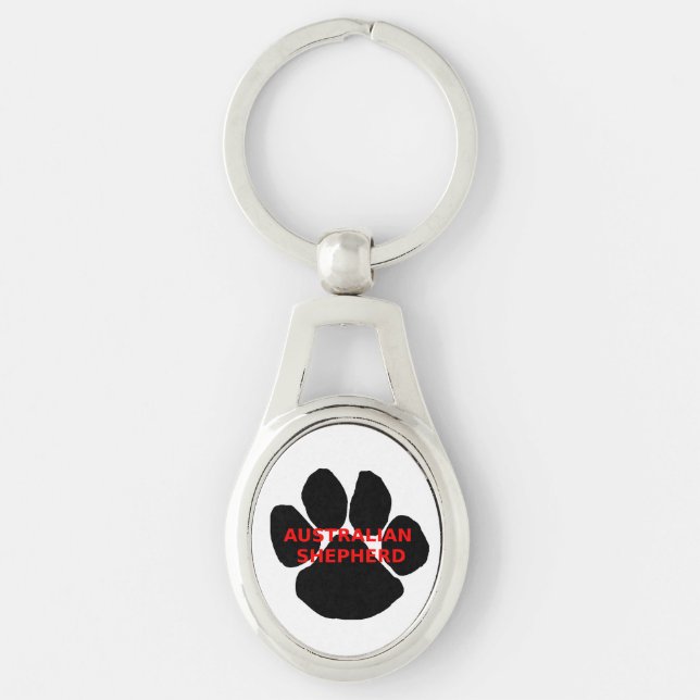 aussie name paw key ring (Front)
