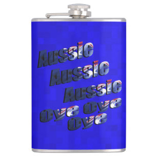 Aussie Oye Picture Logo, Hip Flask