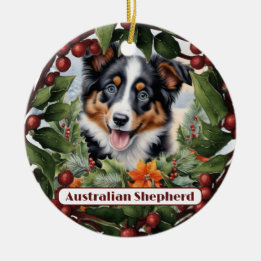 Aussie Pup Ornament, Personalise Puppy Christmas  Ceramic Tree Decoration