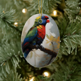 Aussie Rainbow Lorikeet Oil Paint, Ceramic Tree Decoration