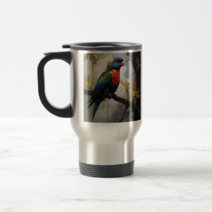 Aussie Rainbow Lorikeet Oil Paint, Travel Mug