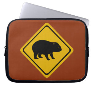 Aussie road sign - wombat -electronics laptop sleeve