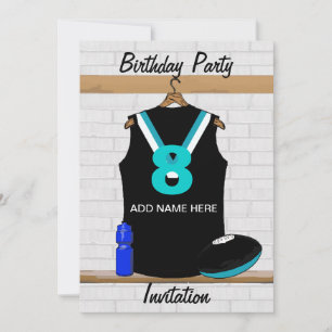 Aussie Rules Jersey Birthday party invitations