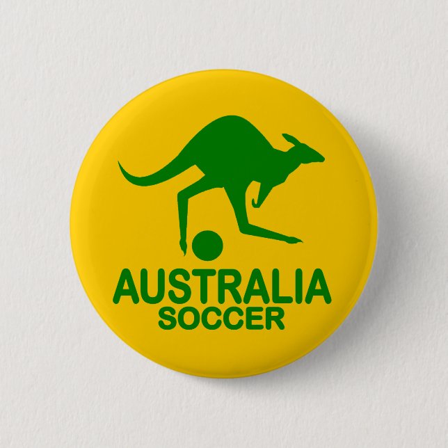 Aussie soccer green 6 cm round badge (Front)
