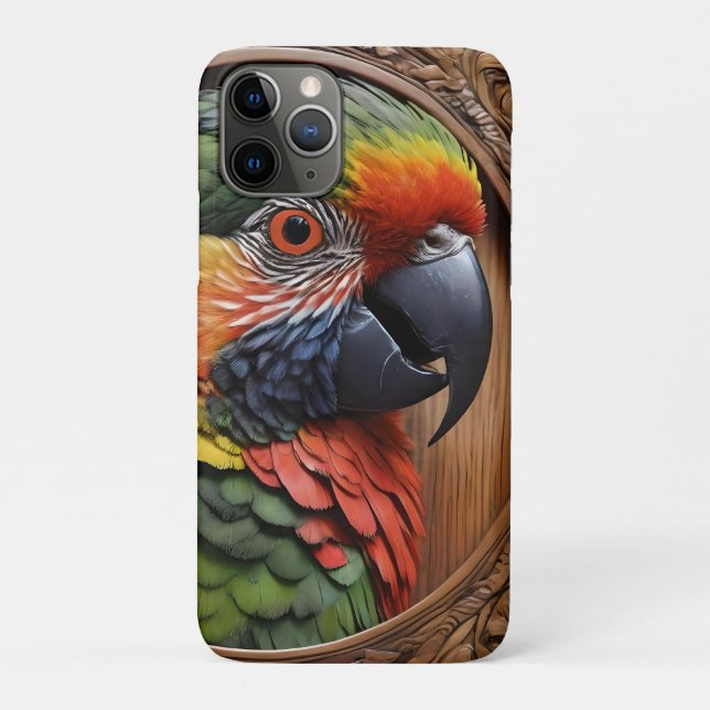 Aussie Spirit: A Lorikeet Perched In Carved Wood Case-Mate iPhone Case (Back)