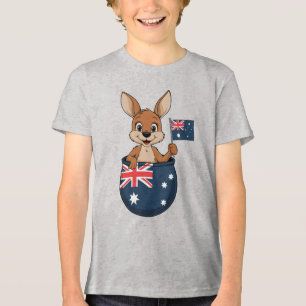 Aussie Spirit – Kangaroo with Australian Flag Tri-Blend Shirt