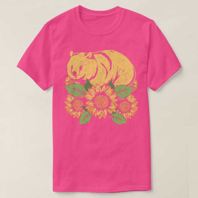 Aussie Sunflower Wombat T-Shirt (Design Front)
