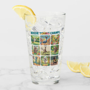 Aussie Tennis Champs Funny Australian Animals Glass