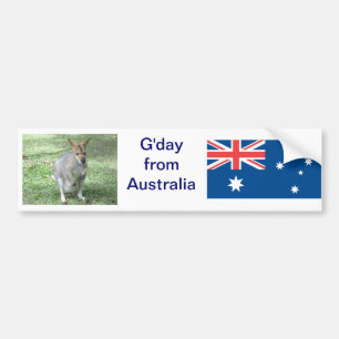 Aussie Wallaby G'day Bumper Sticker
