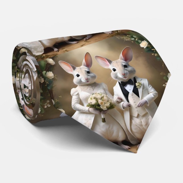 Aussie Weddings Australian Bilbies Wedding Necktie (Rolled)