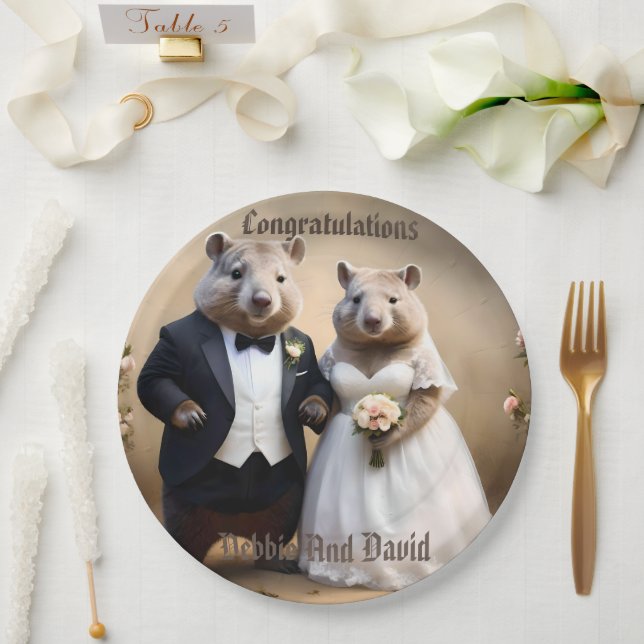 Aussie Weddings Australian Wombats, Wedding Paper Plate (Wedding)