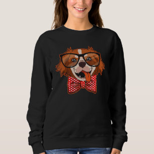 Aussie With Cute Glasses And Red Bow Tie Dog Motif Sweatshirt