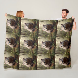 Aussie Wombat In The Aussie Bushland, Fleece Blanket