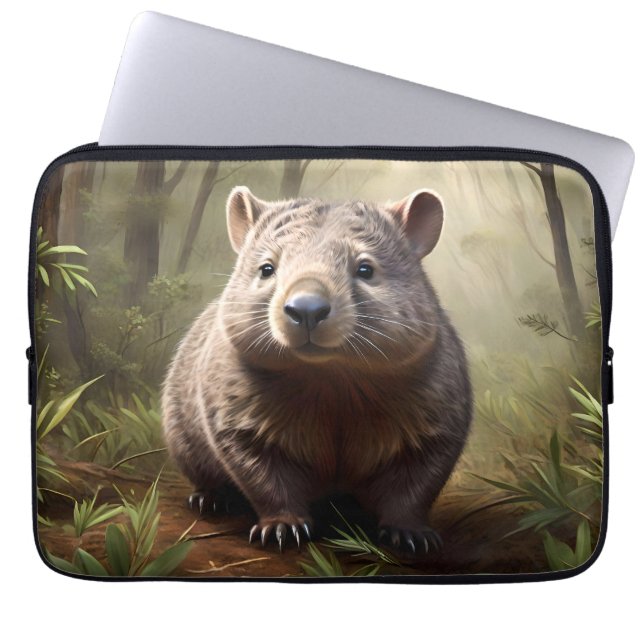 Aussie Wombat In The Aussie Bushland, Laptop Sleeve (Front)
