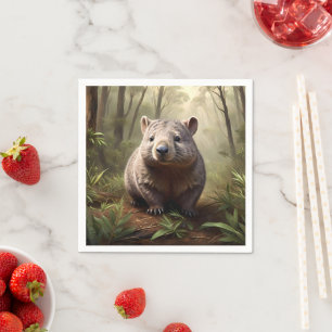 Aussie Wombat In The Aussie Bushland, Napkin