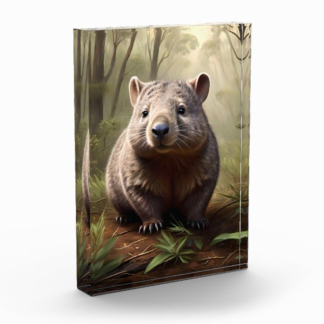 Aussie Wombat In The Aussie Bushland, Photo Block (Left)
