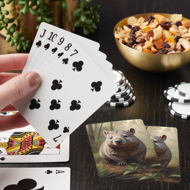 Aussie Wombat In The Aussie Bushland, Playing Cards (In Situ)
