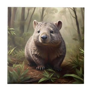 Aussie Wombat In The Aussie Bushland, Tile