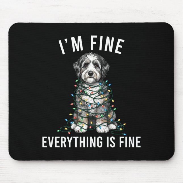 Aussiedoodle Christmas I'm Fine Everything Is Fine Mouse Mat (Front)