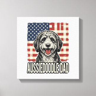 Aussiedoodle Dad Patriotic Vintage Dog Shirt Desig Canvas Print