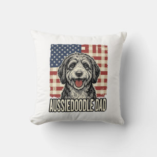 Aussiedoodle Dad Patriotic Vintage Dog Shirt Desig Cushion