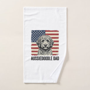 Aussiedoodle Dad Patriotic Vintage Dog Shirt Desig Hand Towel