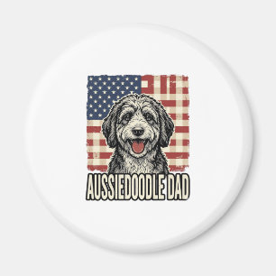 Aussiedoodle Dad Patriotic Vintage Dog Shirt Desig Magnet