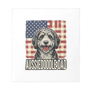 Aussiedoodle Dad Patriotic Vintage Dog Shirt Desig Notepad